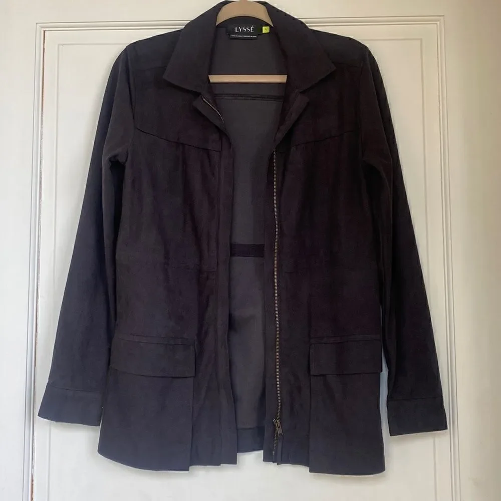 New Without Tag Faux Suede Jacket With Hidden Adjustable Waist By Lysse